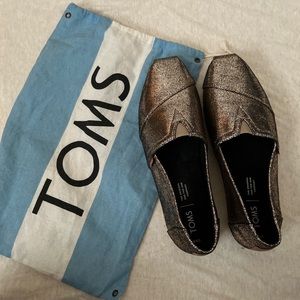 Toms Rose Gold Glitter Shoes
